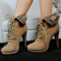 Women Lace Up Platform Ankle Boots Woman Retro Spike Heel Botas Fashion Ladies Suede Leather Heels S