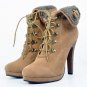 Women Lace Up Platform Ankle Boots Woman Retro Spike Heel Botas Fashion Ladies Suede Leather Heels S