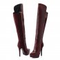 Women Genuine Leather Pointed Toe Platform Over Knee Boots Woman Fashion Zipper Thin High Heel Shoes