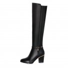 Women Genuine Leather Over The Knee Boots Winter Boots Sexy Square Heel Fashion Pointed Toe Women Bo