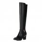 Women Genuine Leather Over The Knee Boots Winter Boots Sexy Square Heel Fashion Pointed Toe Women Bo