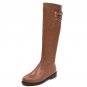 Size 35-43 Winter Warm Over Knee Fur Buckle Brand Qaulity Real Leather Boots Lady Women Snow Shoes F