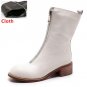 Winter Women Boots Genuine Real Leather Round Toe Zipper Half Boots Female Sqaure Heel Botas Mujer W