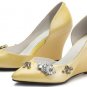 women real genuine leather crystal wedge high heel shoes woman sexy party fashion brand pumps lady h