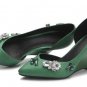 women real genuine leather crystal wedge high heel shoes woman sexy party fashion brand pumps lady h