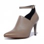size  women genuine leather pointed toe ankle strap high heel shoes brand heels pumps ladies heeled 