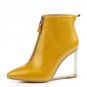women genuine leather wedge shoes sexy brand fashion see through heels fashion zipper sexy pumps sho