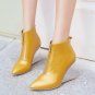 women genuine leather wedge shoes sexy brand fashion see through heels fashion zipper sexy pumps sho