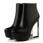 women real genuine leather wedge shoes sexy brand fashion see through zipper platform heel fashion p