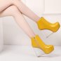 women real genuine leather wedge shoes sexy brand fashion see through zipper platform heel fashion p