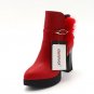 Women Black Ankle Boots Hoof Heels Zippers Shoes Genuine Leather Platform Boots Platform Autumn Shoe