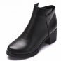 Fashion square toe Zip genuine leather solid nude women ankle boots thick heel brand women shoes lad