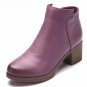 Fashion square toe Zip genuine leather solid nude women ankle boots thick heel brand women shoes lad