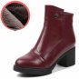 Winter Boots For Women Warm Velvet Genuine Leather Ankle Shoes Vintage Mom Women\'s Shoes Martin Boo