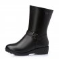 Women Boots Winter 2017 Square Heel Ladies Boots Genuine Leather+PU Mid Calf Boots Casual Ladies Sho