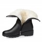 Women Boots Winter 2017 Square Heel Ladies Boots Genuine Leather+PU Mid Calf Boots Casual Ladies Sho