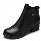 Women Ankle Boots Heels Zip Casual Shoes Woman Black Gray Boots 100% Genuine Leather Plus Size 40