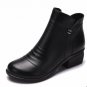 Women Ankle Boots Heels Zip Casual Shoes Woman Black Gray Boots 100% Genuine Leather Plus Size 40