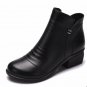 Women Ankle Boots Heels Zip Casual Shoes Woman Black Gray Boots 100% Genuine Leather Plus Size 40