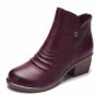 Women Ankle Boots Heels Zip Casual Shoes Woman Black Gray Boots 100% Genuine Leather Plus Size 40