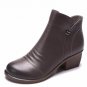 Women Ankle Boots Heels Zip Casual Shoes Woman Black Gray Boots 100% Genuine Leather Plus Size 40