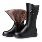 Large size 35-43 cowhide warm winter shoes woman snow boots 2017  knee high fashion boots women boot