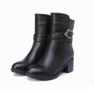 Plus size(35-40) autumn winter women genuine leather high heel snow boots 2017 new fashion ankle boo