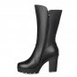 Women\'s Shoes Warm Wool Genuine Leather Women Snow Boot High Heels Mid-Calf Boots Women Winter Shoe