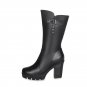 Women\'s Shoes Warm Wool Genuine Leather Women Snow Boot High Heels Mid-Calf Boots Women Winter Shoe