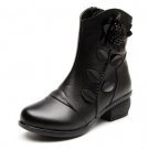 Women Ankle Boots Genuine Leather Heels Autumn Winter Handmade Comfortable Women Ankle Boots Fur Sno