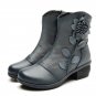 Women Ankle Boots Genuine Leather Heels Autumn Winter Handmade Comfortable Women Ankle Boots Fur Sno