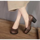 Spring Women Pumps Genuine Leather Hollow Handmade Vintage Women High Heel Shoes