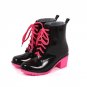 Women Rubber Rain Boots 11 Candy Colors High Heels Mid-Calf Rubber Rainboots Lace-Up Water Shoes