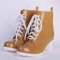 Women Rubber Rain Boots 11 Candy Colors High Heels Mid-Calf Rubber Rainboots Lace-Up Water Shoes