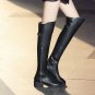 Fashion Spring And Autumn Cow Leather Platform Knee High Boots Zipper Med Square Heel Women Shoes Si