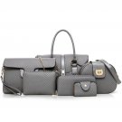 Brand Luxury Diamond Lattice PU Leather 6 Pcs Set Women Handbag Female Shoulder Crossbody Messenger 
