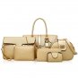 Brand Luxury Diamond Lattice PU Leather 6 Pcs Set Women Handbag Female Shoulder Crossbody Messenger