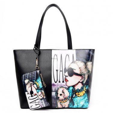 PU Leather Female Shoulder Bag With Small Clutch New Women Handbag Winter Sweet Ladies Printed Carto