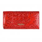 Embossing Flower Women Wallet Genuine Leather Female Purse Long Printing Floral Women Retro Leather 