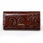 Embossing Flower Women Wallet Genuine Leather Female Purse Long Printing Floral Women Retro Leather
