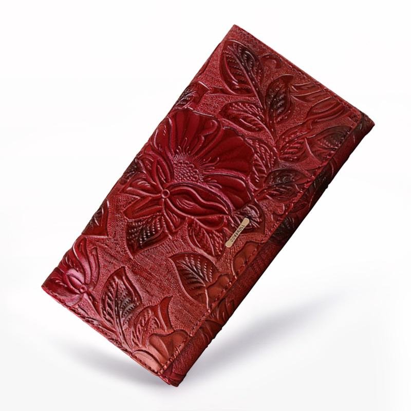 High Quality Wallet Floral Printed Ladies Leather Wallets Long Money Clip Business Card Colder Clutc