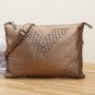Luxurious Rose Gold 100% Genuine Leather Rivet Bag Letter V Handbag Cow Leather Bulk Clutch Women Sh