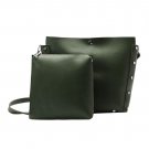 2pcs Casual Women Leather Handbag PU Shoulder Crossbody Bag Rivet Clutch Casual Tote Big Hobos Schoo