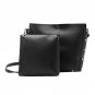 2pcs Casual Women Leather Handbag PU Shoulder Crossbody Bag Rivet Clutch Casual Tote Big Hobos Schoo