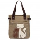 New Fashion Women Bag Handbag Canvas Bag With Cute Cat Appliques Portable Causal Ladies Clutch Small