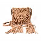 Bohemian Tassel Shoulder Bags Boho fabric Crochet Cotton Fringed Bolsa Femininas Women Handbag Brown