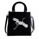 Suede Embroidery Suede Bag Wood Handle Bag Women Crossbody Bags Unique Personality Shoulder Velvet B