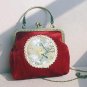 2017 New Arrival Vintage Bird Animal Print Lace Floral Clasp Chain Metal Frame Velvet Crossbody Wome