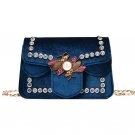 2017 Fall Fashion New Handbags Quality Velvet Women bag Rivets Diamond Chain Shoulder bag Elegant Re