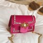 2017 Fall Fashion New Handbags Quality Velvet Women bag Rivets Diamond Chain Shoulder bag Elegant Re